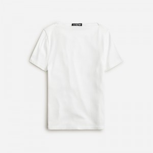 J.Crew Fine-rib fitted boatneck T-shirt White Online | 03WLTNPBD