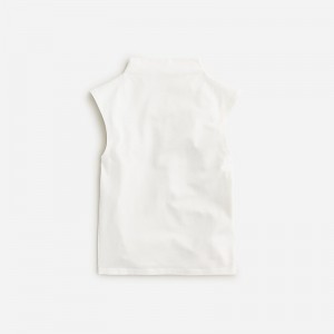 J.Crew Fitted mockneck tank top in stripe stretch cotton blend White Clearance | 34EZCPJBH