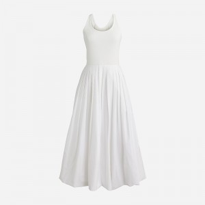 J.Crew Fitted tank dress with poplin bubble skirt White USA | 19BKMZAXU