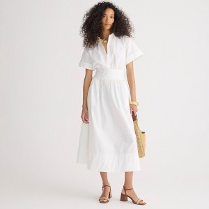 J.Crew Fitted-waist shirtdress in Liberty® Eliza's Yellow fabric White Clearance | 48OVDZJUN