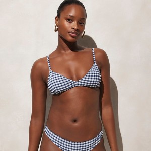 J.Crew French bikini top in gingham Dark Evening Sale | 24DVLNYTE