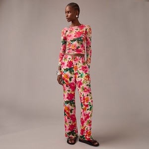 J.Crew Full-length Astrid pant in floral chiffon Pink Multi Floral USA | 13IBSVMKN