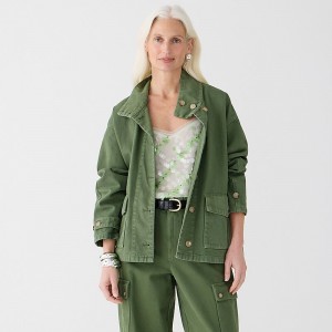 J.Crew Funnelneck field jacket in heavyweight twill Utility Green Outlet Online | 78VGBZFNT