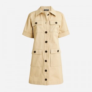 J.Crew Gamine shirtdress in stretch twill Khaki Online | 04XNCUGFA