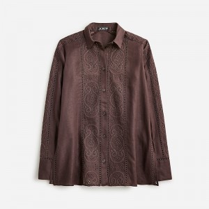 J.Crew Garçon classic shirt in eyelet linen Deep Chocolate Factory Outlet | 54MHRDICE