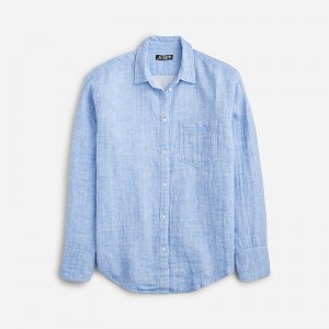 J.Crew Garçon classic shirt in striped cotton-linen blend gauze Majestic Sky Online | 08GXQSRLH