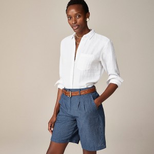 J.Crew Garçon classic shirt in striped cotton-linen blend gauze White Sale | 26LFEHYZD