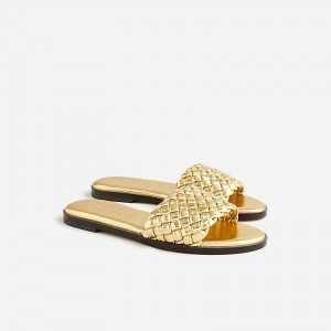 J.Crew Georgina woven sandals in metallic leather Dark Gold Online | 05QWVGYLB