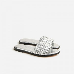 J.Crew Georgina woven sandals in metallic leather Silver Mirror Clearance | 40KGVYTPB