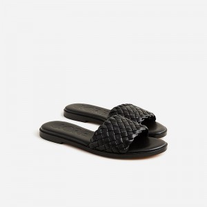 J.Crew Georgina woven sandals in metallic leather Black USA | 18EAXLBCR