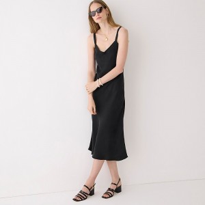 J.Crew Gwyneth V-neck slip dress in cupro blend Black Outlet | 98LAWFKXS