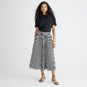 J.Crew Gwyneth pleated skirt in gingham Black Ivory Factory Promo | 68XOCDKGQ