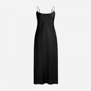 J.Crew Gwyneth slip dress luster charmeuse Black USA | 17IKMDHEW