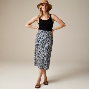 J.Crew Gwyneth slip skirt in floral luster charmeuse Dark Evening Floral Outlet Online | 73CTXIVLQ