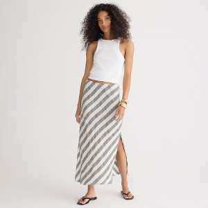 J.Crew Gwyneth slip skirt in striped linen Eleanor Stripe Factory Outlet | 52ZMJLIEK