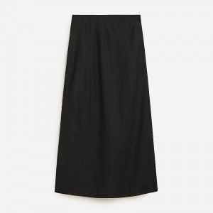 J.Crew Gwyneth slip skirt in striped linen Black Factory Promo | 63WPHIBRX