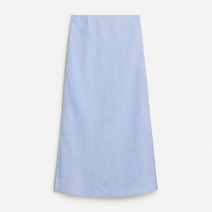 J.Crew Gwyneth slip skirt in striped linen French Blue USA | 19ZBDUMXG