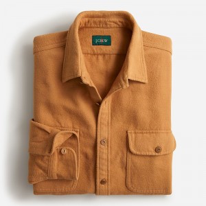 J.Crew Heavyweight chamois workshirt Camel Factory Promo | 65NLFHXVA