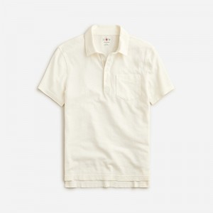 J.Crew Hemp-organic cotton blend polo shirt Natural Factory Outlet | 51CBEYNXR