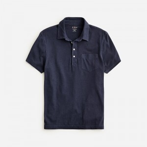 J.Crew Hemp-organic cotton blend polo shirt Darkest Indigo Factory Promo | 68LUFBHJC