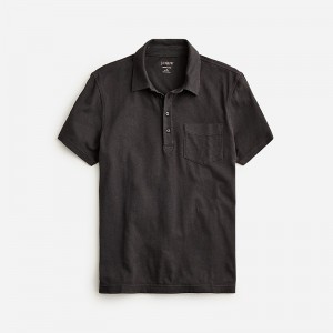 J.Crew Hemp-organic cotton blend polo shirt Black Clearance | 31WKRJHAF