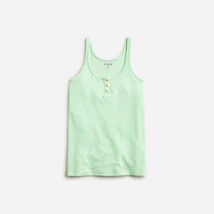 J.Crew Henley tank top in stretch linen blend Green Sale | 27FPMCLGY