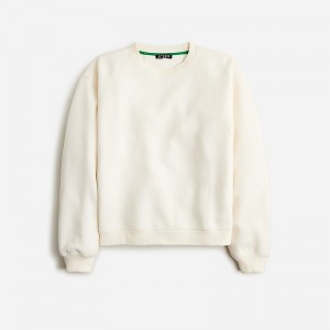 J.Crew Heritage fleece cropped sweatshirt Ivory Outlet | 98OJKSCWP