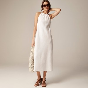 J.Crew High-neck midi dress in linen White Factory Outlet | 50GHILVAC