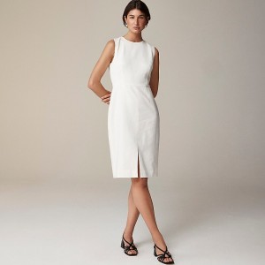 J.Crew High-neck sheath dress in stretch linen blend Ivory Clearance | 47BJWOUDQ