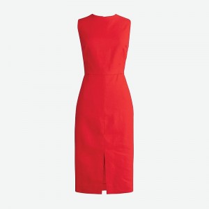 J.Crew High-neck sheath dress in stretch linen blend Red Factory Promo | 69TMSACDJ