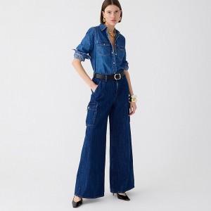 J.Crew High-rise superwide-leg cargo jean Resin Rinse Factory Outlet | 56VPNLGIH