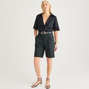 J.Crew High-rise trouser short in stretch linen blend Black Sale | 24KAPIGSR