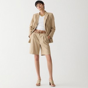 J.Crew High-rise trouser short in stretch linen blend Harvest Flax Online | 86DHETYCU