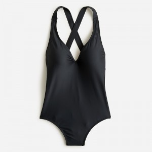 J.Crew High-support cross-back one-piece Black Clearance | 49QRLDIEH