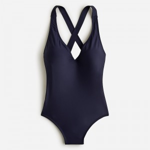 J.Crew High-support cross-back one-piece Navy Clearance | 47BRQYZOJ