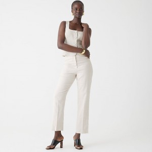 J.Crew Kate straight-leg pant in stretch linen blend Flax Ivory Outlet Online | 73MYWXTNS