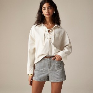 J.Crew Lace-up pullover shirt Ivory Outlet Online | 74BURCVPM