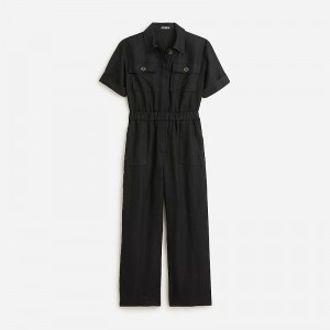 J.Crew Linen jumpsuit Black Clearance | 46HFZNWUA