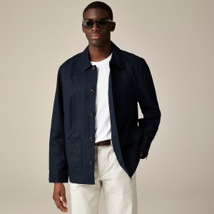 J.Crew Linen-cotton blend chore jacket Navy Online | 84CDGTKVL