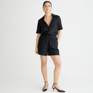 J.Crew Long Tropez short in linen Black Online | 85XGDQREI