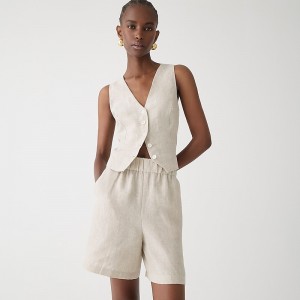 J.Crew Long Tropez short in linen Flax Online | 03JMHDLYS