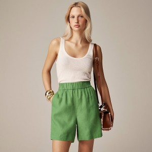 J.Crew Long Tropez short in linen Green Outlet Online | 73IQNFMTC