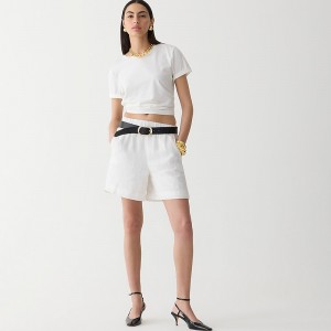 J.Crew Long Tropez short in linen White Online | 80DUPZVQY