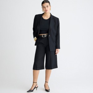 J.Crew Long pleated trouser short in drapey viscose Black Factory Promo | 68EDIGPAN