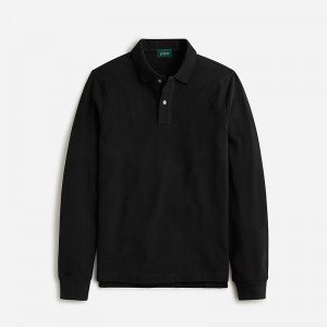 J.Crew Long-sleeve classic piqué polo shirt Black Factory Promo | 67AKQLPRZ