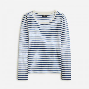 J.Crew Long-sleeve crewneck T-shirt vintage rib Paloma Stripe Natural H Clearance | 41QIJSNVY