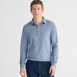 J.Crew Long-sleeve performance polo shirt with COOLMAX® technology Oxford Blue Online | 05GAVUNRI