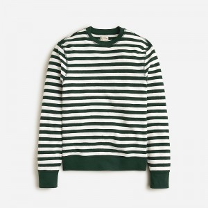 J.Crew Long-sleeve textured sweater-tee Green Ivory Prep Stripe Online | 02UEYSBLR