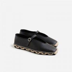 J.Crew Made-in-Spain Mary Jane espadrilles in leather Black Factory Promo | 64KBFJRSH