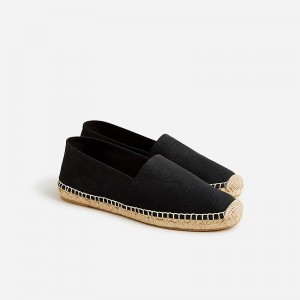 J.Crew Made-in-Spain espadrille flats in linen Black Outlet | 94VOGNBUC